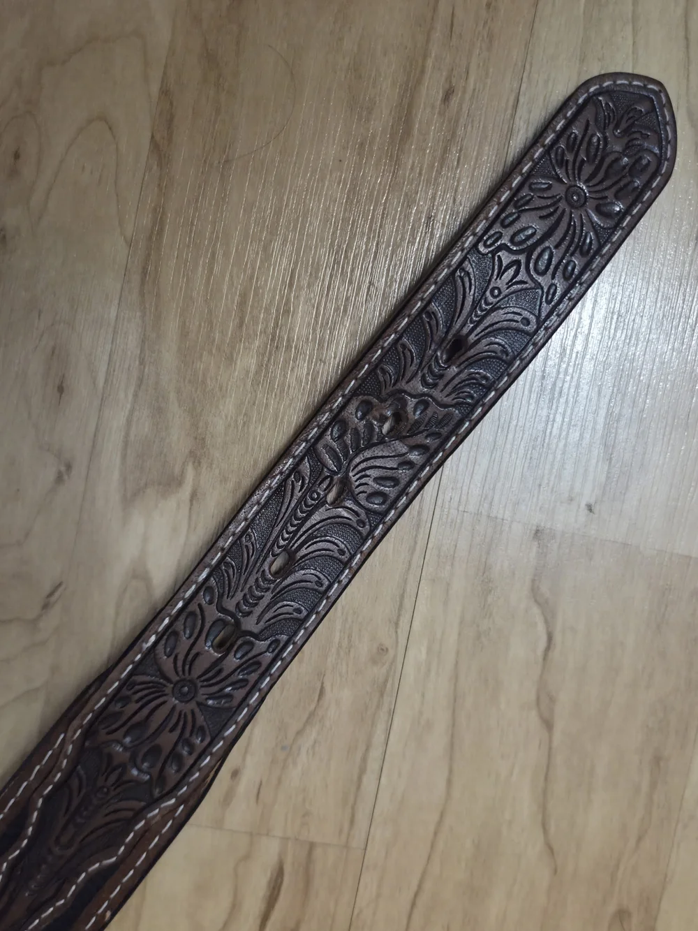 Tooled Black Brown Two Tone Ariat Cowboy Western Belt 36